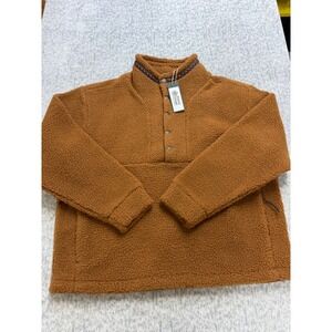 Alpine Design Womens L Sherpa 1/4 Snap Fleece‎ Pullover Caramel Latte NEW